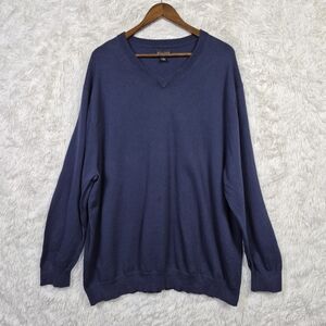 Rochester Mens 2XL Navy Blue V Neck Sweater Preppy Normcore
